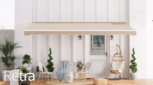 Outsunny 16' x 10' Electric Retractable Awning, Sun Shade Shelter with Remote Controller and Crank Handle for Deck, Balcony, Yard, Dark Blue