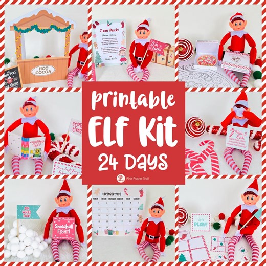 Elf Activity Kit Printable 24 Days of Elf Antics & Ideas for Kids, Christmas Elf Props, Editable Letters and Games, Notes Holiday Fun Pack - Etsy
