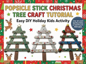 Popsicle Stick Christmas Tree Craft Tutorial | DIY Kids Holiday Activity (PDF) - Etsy
