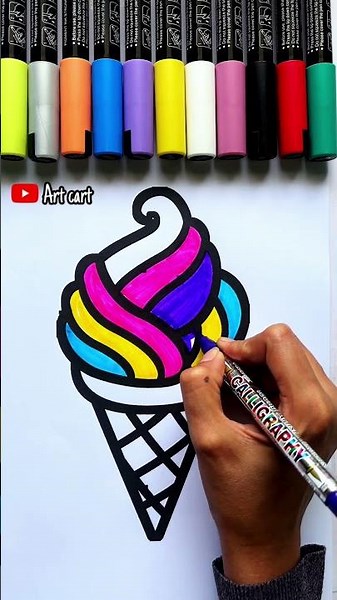 How to colour easy ice cream #colouring #easydrawing #drawingforkids