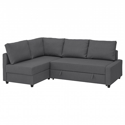 FRIHETEN canapé convertible angle rangement, avec coussins de dossier supp/Skiftebo gris foncé  - IKEA Suisse