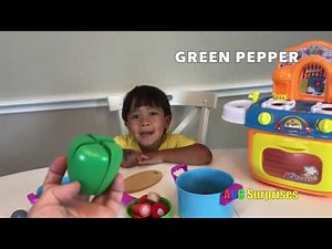 Learn English Food Names Fruits and Vegetables with Ryan Cooking Play Set Fun for Kids ABC Surprises