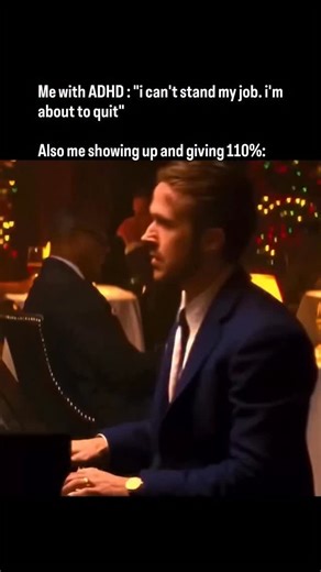 The Adhd Elites on Instagram: "ADHD work life is wild, full meltdown one day, Employee of the Month energy the next. 🧠⚡ It’s not fake, it’s just all-or-nothing motivation. When the dopamine hits, suddenly I care again. 😂"