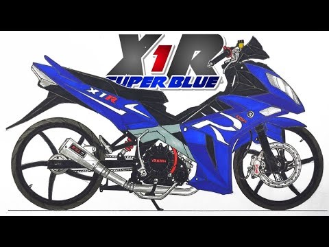 Cara melukis motor x1r modified || Lukis motor x1r biru