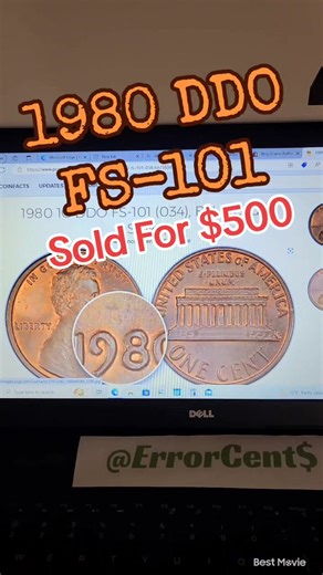 1980 DDO FS-101 Lincoln Cent Fetching big bucks! Check your pocket change for this double die. #errorcents #errorcoins #fypシ゚viral #coins #errors #lincolncents #pocketchange #sidehustle #coinfamily