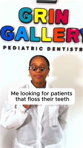 Joking… our Grin Gallery Kids are excellent flossers! 🤗 But on a serious note… Parents, flossing isn’t just for grown-ups. Once those tiny teeth start touching, that’s where cavities love to hide. A quick daily floss keeps those little smiles healthy from the very beginning. ✨ | Grin Gallery Pediatric Dentistry
