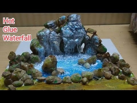 DIY:Hot Glue WATER FALL |Realistic waterfall miniature tutorial || WOW || Must Watch|Hot glue craft