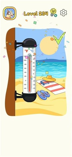 Brain Test Level 234 - Summer Beach Thermometer Walkthrough