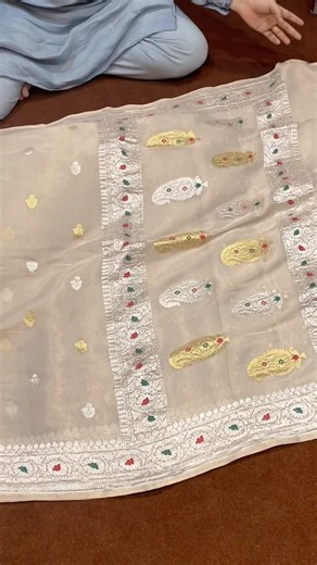 Natural Tusser Pure Khaddi Chiffon Georgette Tissue Saree Double Zari Sona Rupa Zari Open Box Sarees