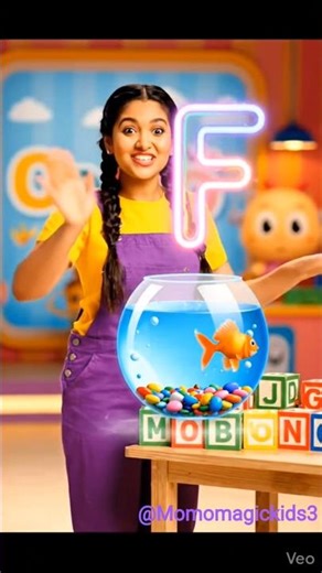 Learn ABC with Momo! 🍎 F for Fish 🐟 & G for Girl 👧 | 3D Animation for Kids #shorts