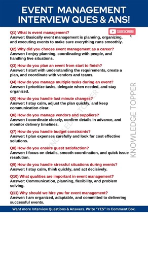 Event Management Interview Questions and Answers