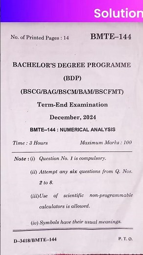 IGNOU BMTE 144 DEC 2024 EXAM QUESTION PAPER | Latest Question Paper DEC 2024 Analysis 📜 #IGNOU