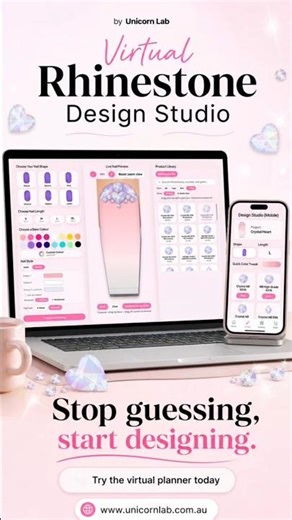 Meet Unicorn Labs new exclusive virtual design studio built for precision rhinestone nail art.