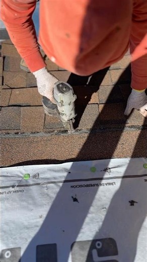 Roofer sets shingle, nails it, then cuts it! 😳 #roofing #construction