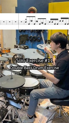 Drum Solo Practice 11 double kick 🥁ฝึกสองกระเดื่องกันครับ #drums #drummer #drumlesson #สอนกลอง