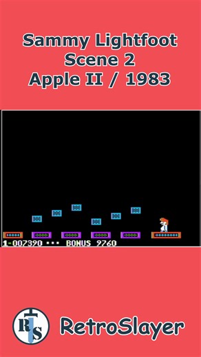 Navigate elevators and shifting platforms in Sammy Lightfoot Scene 2 for Apple II. Precision jumps will keep Sammy safe from danger. #SammyLightfoot #RetroGaming #AppleII | Retro Slayer