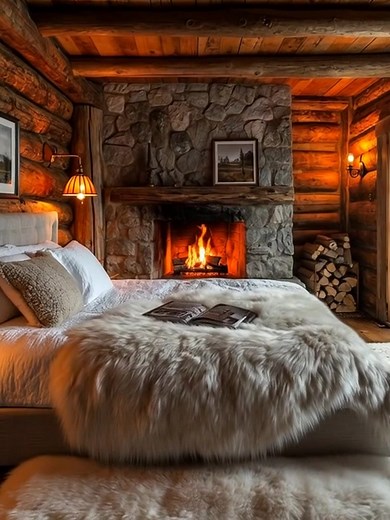 25K views · 1.4K reactions | ♥️ mountain cabin bedroom luxury apartments living room log cozy cabin #CharmingCabin #bedroom #SereneSpaces #RusticRetreat #cozyvibes #naturelovers #cottagecore #MountainCabin #natureinspired #mountains | Mountain Cabins | Facebook
