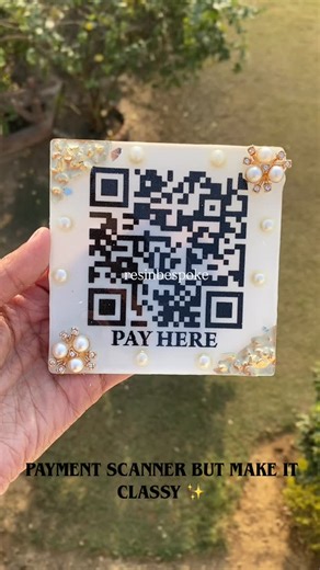 Resin Bespoke | Resin Art Ludhiana | Scented Candles | Hampers on Instagram: "Resin Payment Scanner for @glamnails_byarushi 💕✨ Customisation available #resinscanner #paymentscanner (Resin, Resin art, Resin scanner, Resin scanner frame, payment scanner )"