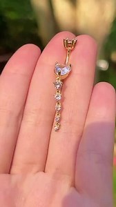 Long Heart Dangle Belly Piercing | Dangly Sparkly Belly Button Ring - Etsy