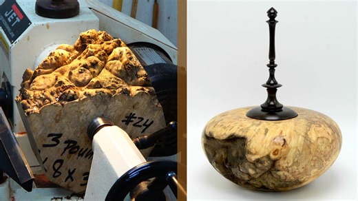 Woodturning magic: Maple burl hollowform with ziricote