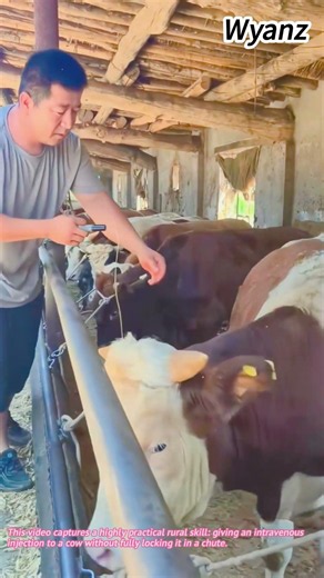 Amazing Skill! Giving IV to a Cow Free-Standing 🐂💉