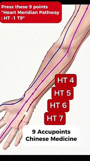 9 acupuncture points on the heart meridian in traditional Chinese medicine