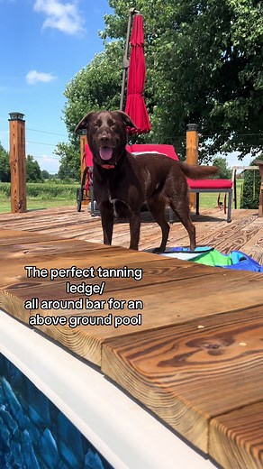 If you have an above ground pool with a wooden deck, here is your next project! #DIY #pooldeck