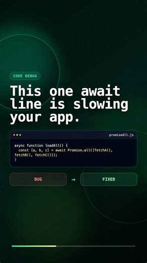 Stop one await from slowing your app (use Promise.all)