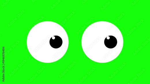 Cartoon eyes sign animation on green screen, sneer eye blinking moving sideways animated, Eye 2d Animation with alpha channel.