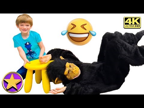 Funny Kids Video with Monkey - 4K