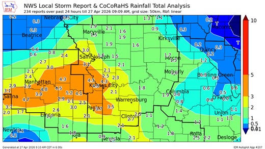 How much rain fell in the Kansas City area? Map shows where it hit hardest