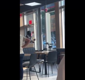 Drunk homeless man dragged out of McDonald's by security