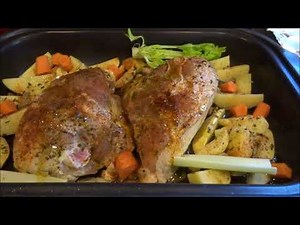 Roasted split chicken breast with potatoes
