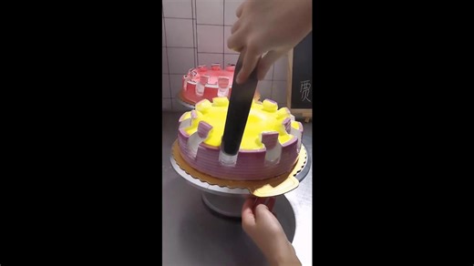Designing Pink And Yellow With Fruits Cake