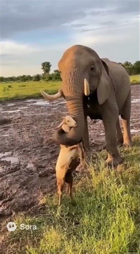 Elephant Saves a Trapped Goat From Mud — Kindness Caught on Cam ❤️🐘#wildlife #nature #animalrescue