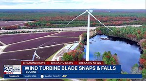 Wind turbine blade snaps and falls off in Bourne