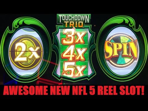 Nice WINS on this New NFL TOUCHDOWN TRIO 5 Reel Slot! Cash Machine Jackpots + 2x 3x Jade slot play!