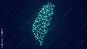 Taiwan country map geographic interconnecting communication technology animation