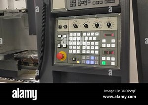 Kyiv, Ukraine, June 25, 2025:-CNC machine control panel. Machine control panel with CNC computer numerical control. Automated machines controlled by computer using pre-programmed software and codes Stock Video Footage - Alamy