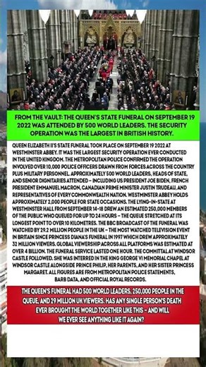 The Queen's funeral had 500 world leaders, 250,000 in the queue, and 29 million UK viewers.