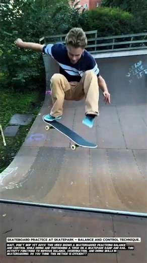 Skateboard Practice at Skatepark – Balance and Control Technique.