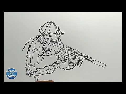Very Easy!! How to Draw Military ARMY - Drawing doodle art for kids