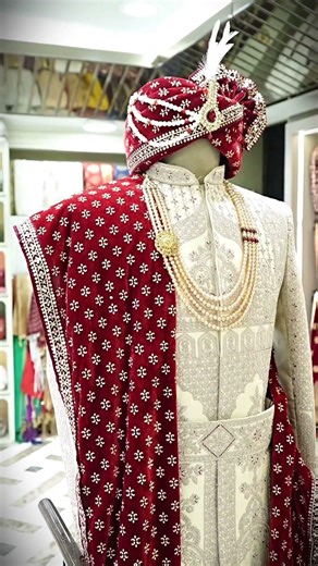 Royal Ivory & Maroon Sherwani Look 2026 | Perfect Groom Inspiration 👑 #Shorts