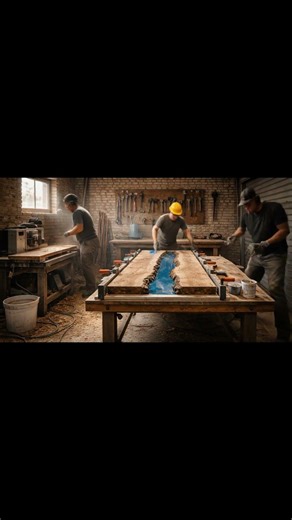 Industrial Epoxy River Table Build 🔥 | Start to Finish Timelapse