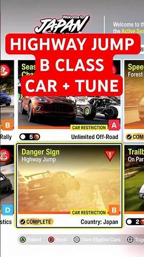 FH6 Autumn PR Stunt – Highway Jump (B‑Class Japan)