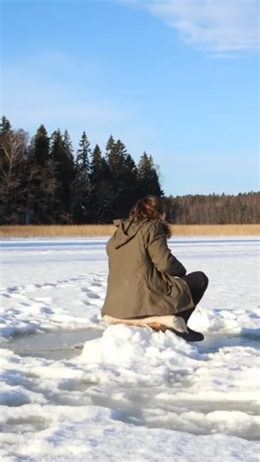 Solo ice camping on cracking ice winter bushcraft experience