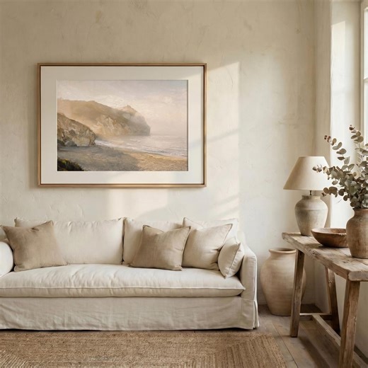Avila Beach Painting Print, Misty California Coast Art, Shell Beach & Pirates Cove, Pismo Beach, Neutral Coastal Art, Horizontal Landscape - Etsy