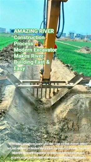 AMAZING RIVER Construction Process 🚜 Modern Excavator Makes River Building Fast & Easy #short