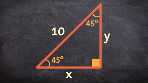 How to find the missing side of a right triangle given a 45 45 90 triangle