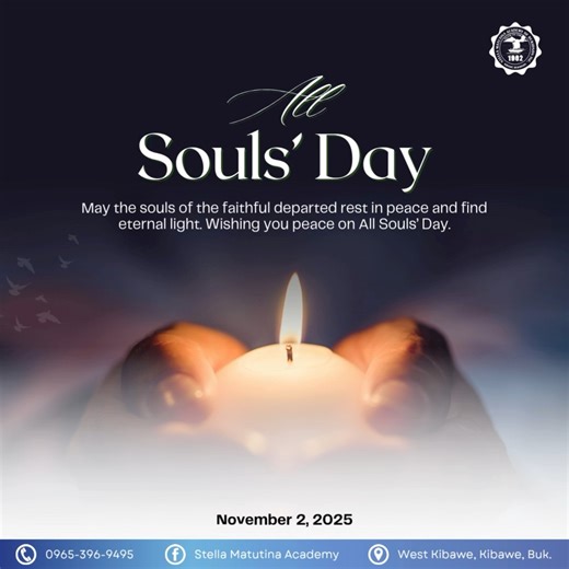 Nov. 2 All Souls’ Day Today, we pause to honor and remember all the faithful departed, our loved ones who have gone before us into eternal rest. All Souls’ Day reminds us that love does not end with death; it transforms and lives on in our prayers, our memories, and our acts of kindness. As we light candles and offer prayers, we lift up every soul still on their journey toward the light of God’s presence. 🕯️ “𝐸𝑡𝑒𝑟𝑛𝑎𝑙 𝑟𝑒𝑠𝑡 𝑔𝑟𝑎𝑛𝑡 𝑢𝑛𝑡𝑜 𝑡ℎ𝑒𝑚, 𝑂 𝐿𝑜𝑟𝑑, 𝑎𝑛𝑑 𝑙𝑒𝑡 𝑝𝑒𝑟